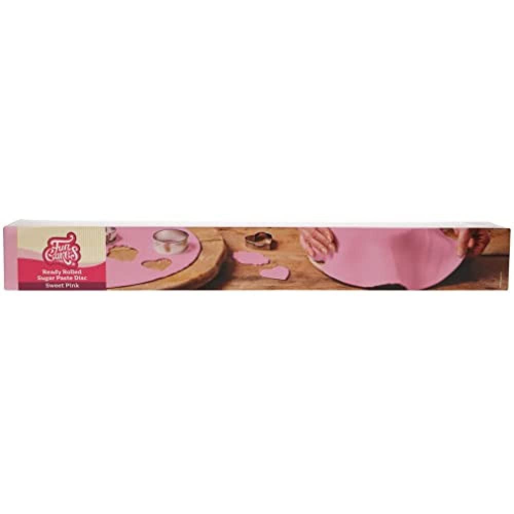 Disque Fondant Roulé FunCakes Spring Greens : Délicieux arôme vanille, pré-roulé, facile à utiliser, parfait pour décorer les gâteaux, 430g de Pâte à Sucre Rose Douce Naty Shop