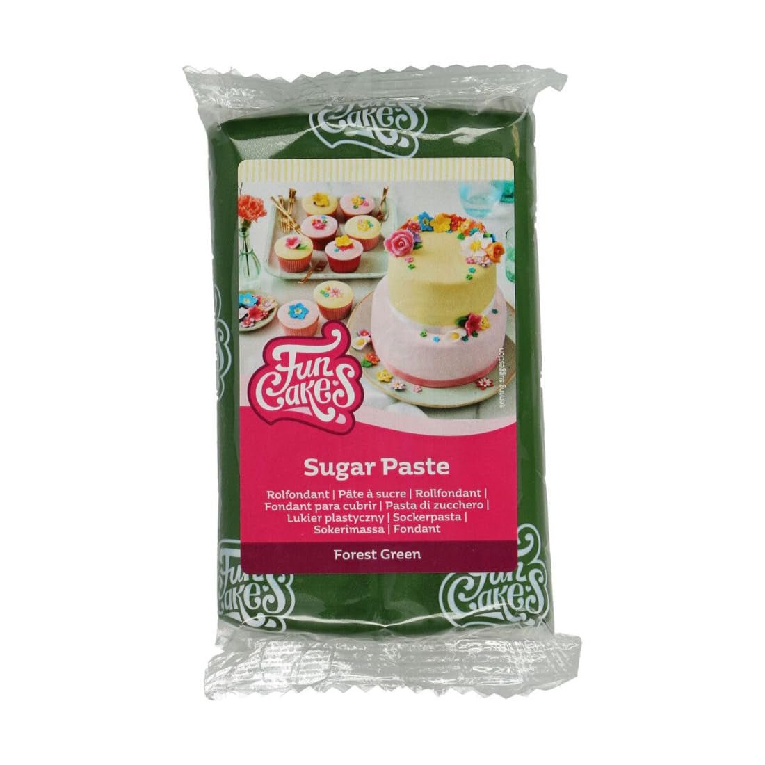 Fondant roulé vert forêt FunCakes : Facile à utiliser, lisse, flexible, doux et malléable, parfait pour la décoration de gâteaux, halal, casher et sans gluten, 250g de pâte à sucre Naty Shop Default Title