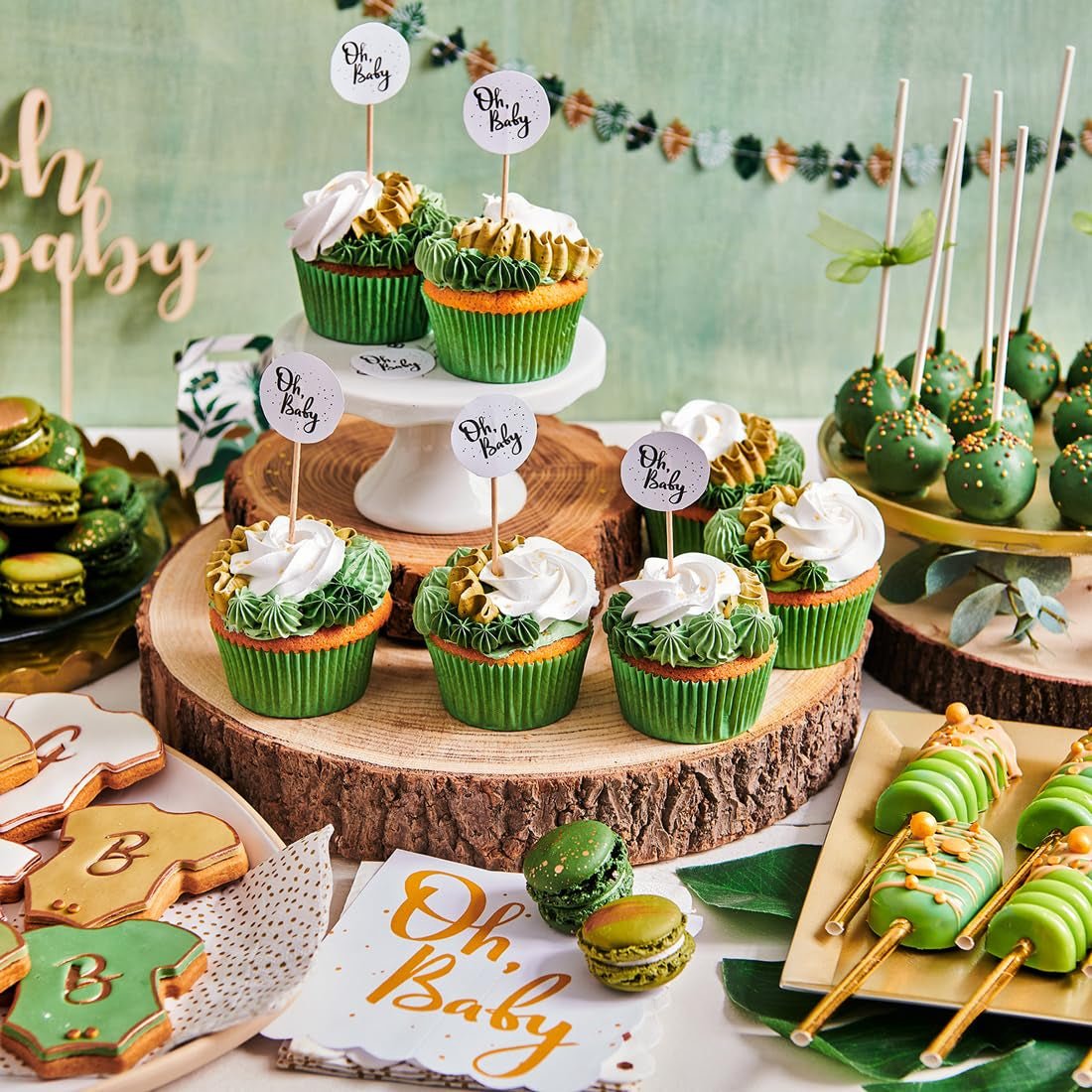 Rouleau fondant FunCakes Vert Botanique : Facile à utiliser, lisse, souple, souple et malléable, parfait pour décorer les gâteaux, halal, casher et sans gluten, 250g Pâte à sucre Naty Shop