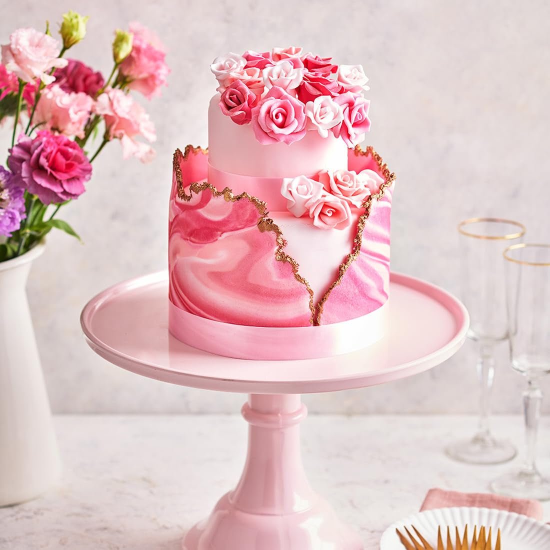 FunCakes Roll Fondant Hot Pink : Facile à utiliser, lisse, flexible, souple et malléable, parfait pour décorer les gâteaux. Sans gluten. 1 kg de pâte à sucre Naty Shop
