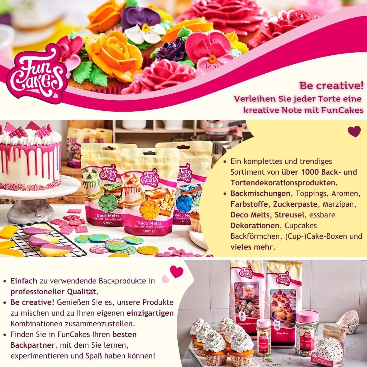 FunCakes Roll Fondant Sweet Pink : Facile à utiliser, lisse, flexible, souple et malléable, parfait pour décorer des gâteaux, halal, casher et sans gluten. 1 kg de pâte à sucre Naty Shop