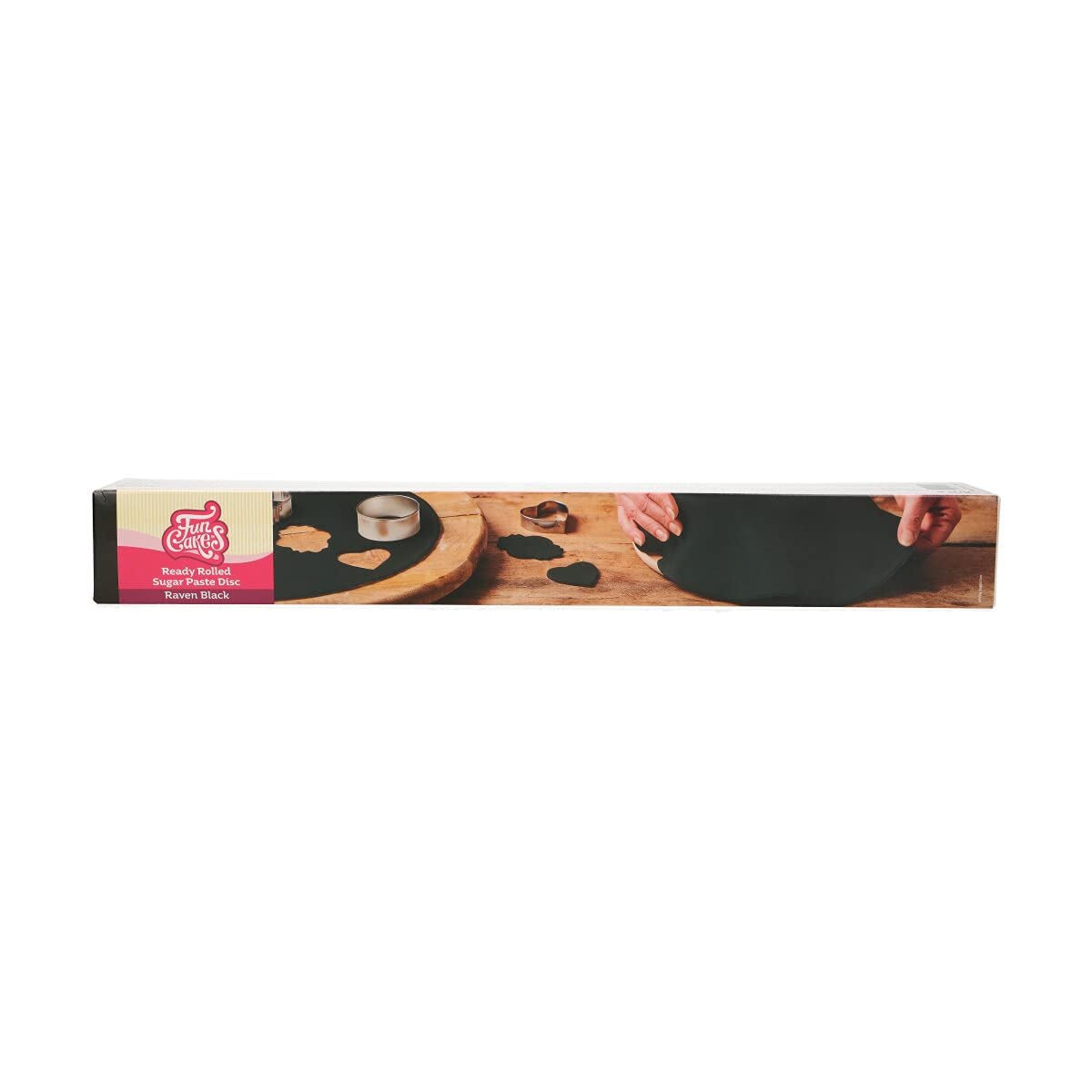 FunCakes Disque Fondant Roulé Raven Black : Délicieux Goût Vanille, 430g & Rouleau Fondant Disque Roulé Rouge Feu : Délicieux Goût Vanille, Déjà Roulé, Facile à Utiliser, 430g Naty Shop Pâte à Sucre
