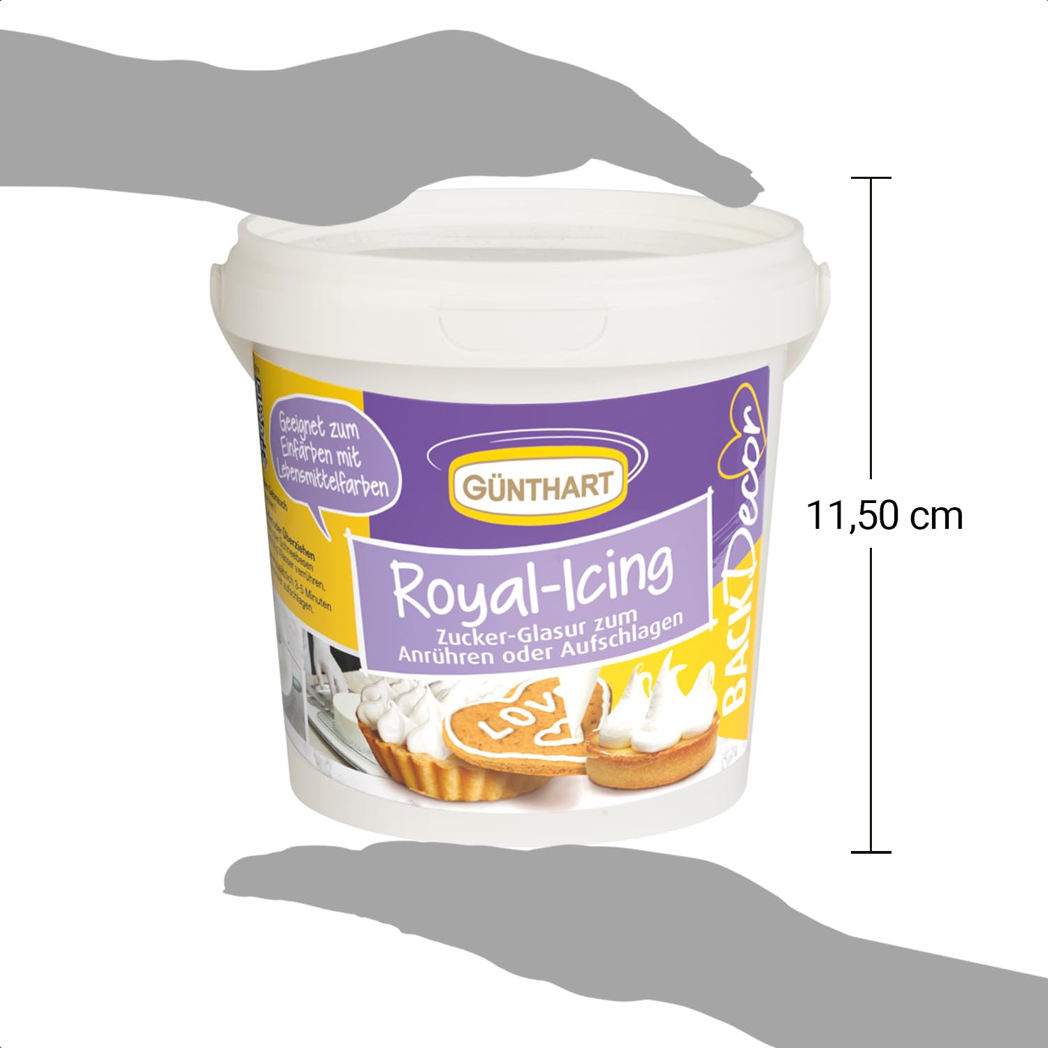 Seau à glaçage Günthart BackDecor Royal avec 300 g de poudre pour décorer des pâtisseries ou comme revêtement, 1 paquet (300 g) de pâte à sucre Naty Shop