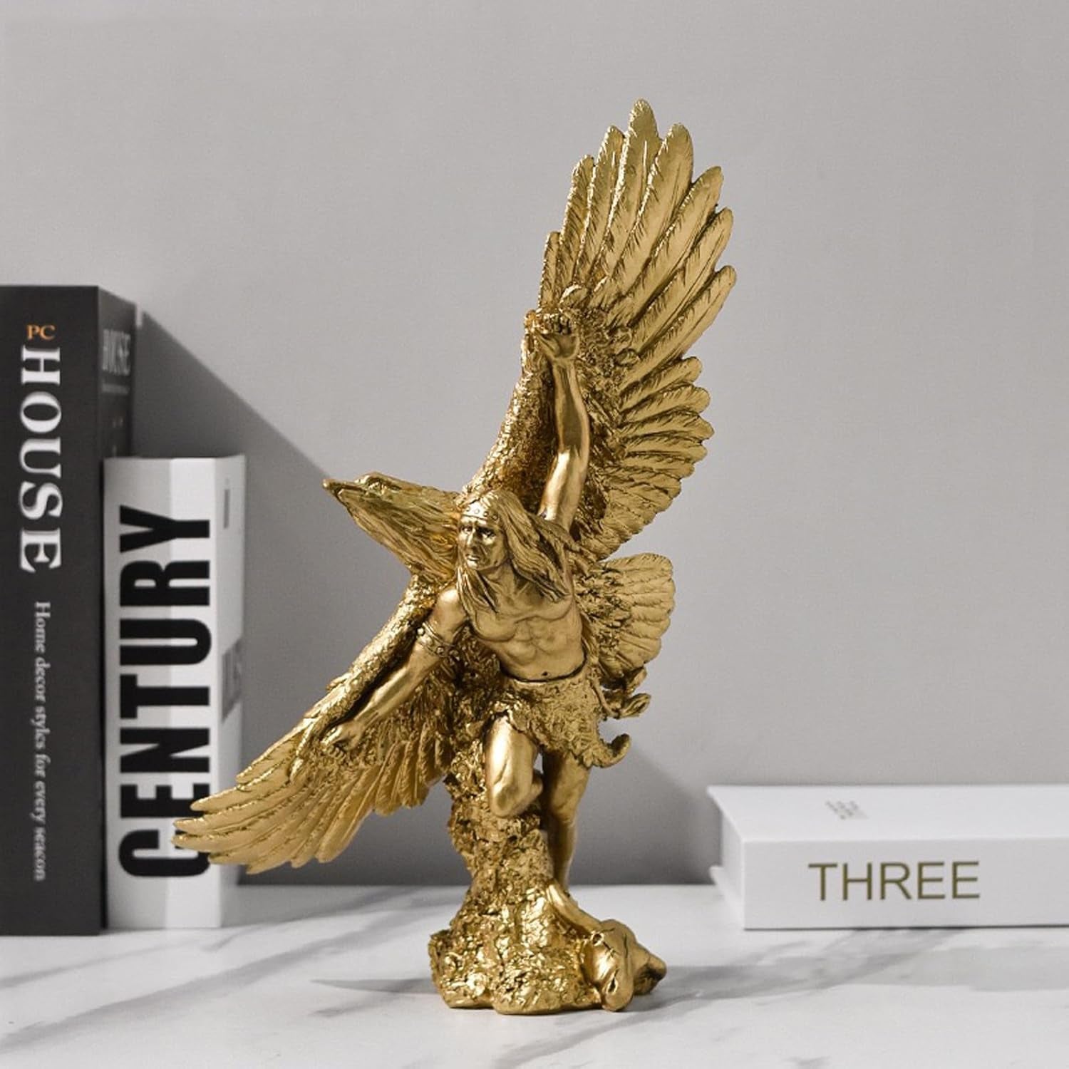 Statue d'ornement en résine d'aigle royal, sculpture d'aigle royal moderne pour la maison, le bureau, décoration de bureau (doré 1) Statuettes et sculptures Naty Shop doré 3