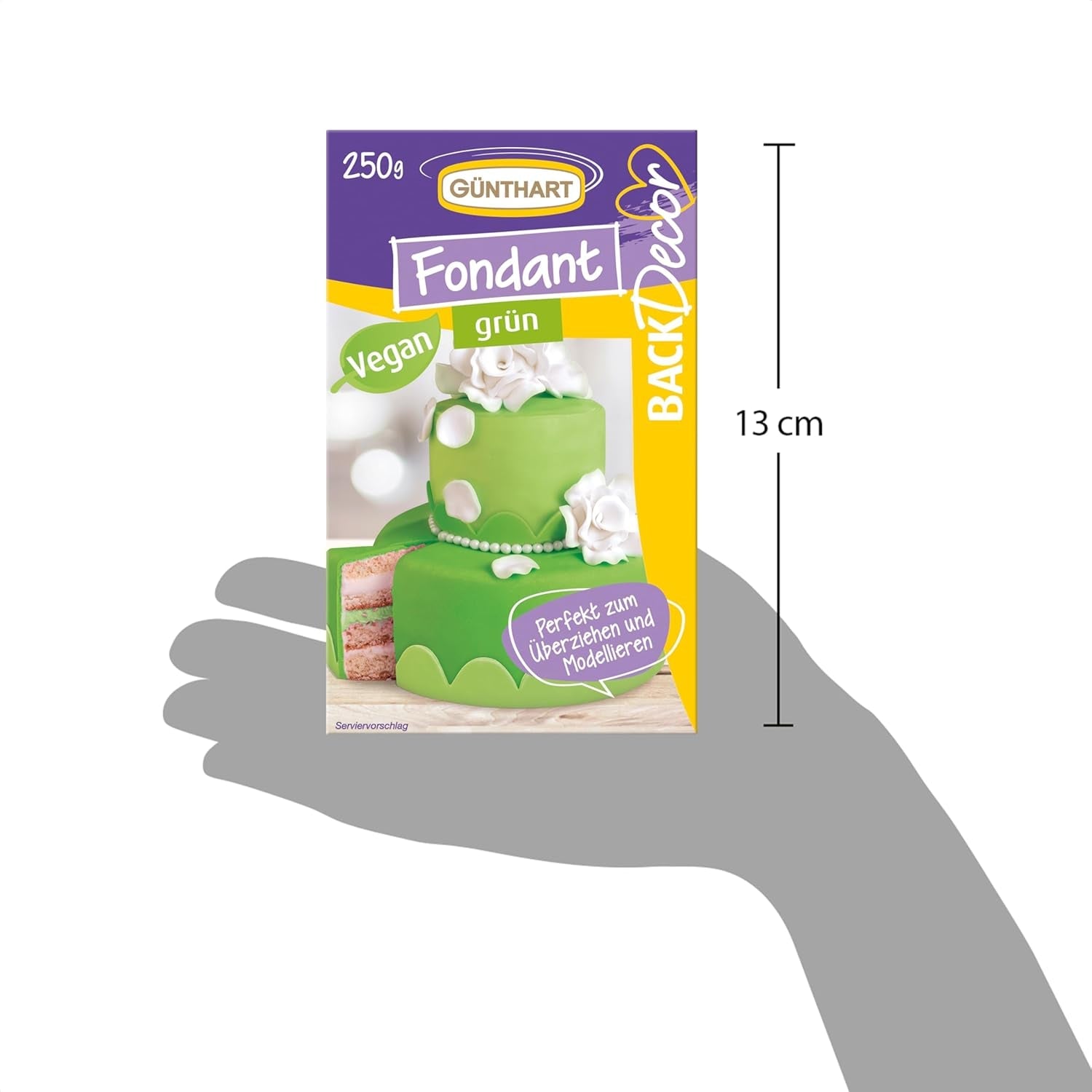 Günthart BackDecor 250 fondant vert, 100 % végétalien, sans huile de palme, indéchirable pour recouvrir les gâteaux et pâtisseries, adapté au modelage, 1 paquet (1 x 250 g) Naty Shop Sugarpaste