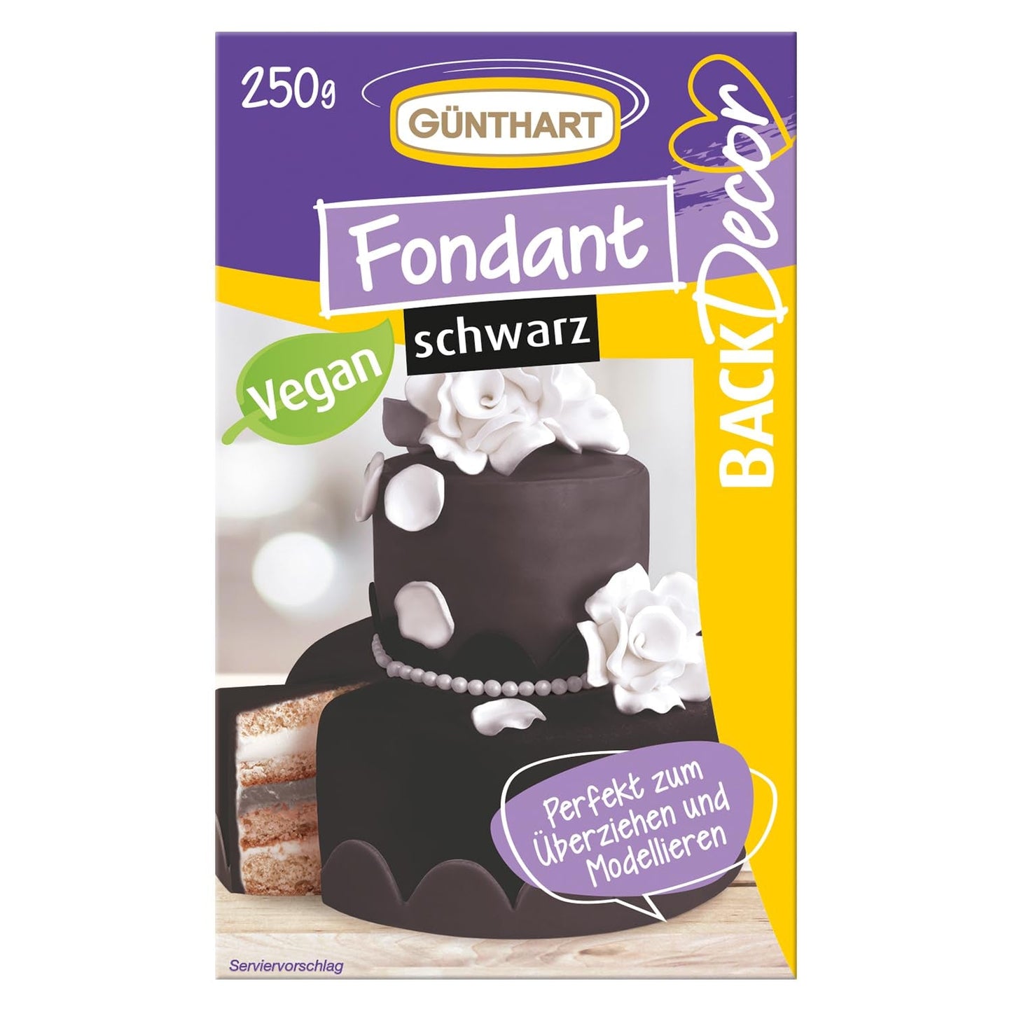 Günthart BackDecor 250 Fondant Vert 100% Vegan Sans Huile de Palme Résistant aux Déchirures Pour Recouvrir les Gâteaux et Pâtisseries Adapté au Modelage 1 Paquet (1 x 250g) Naty Shop Pâte à Sucre 250G (1 Paquet) Noir