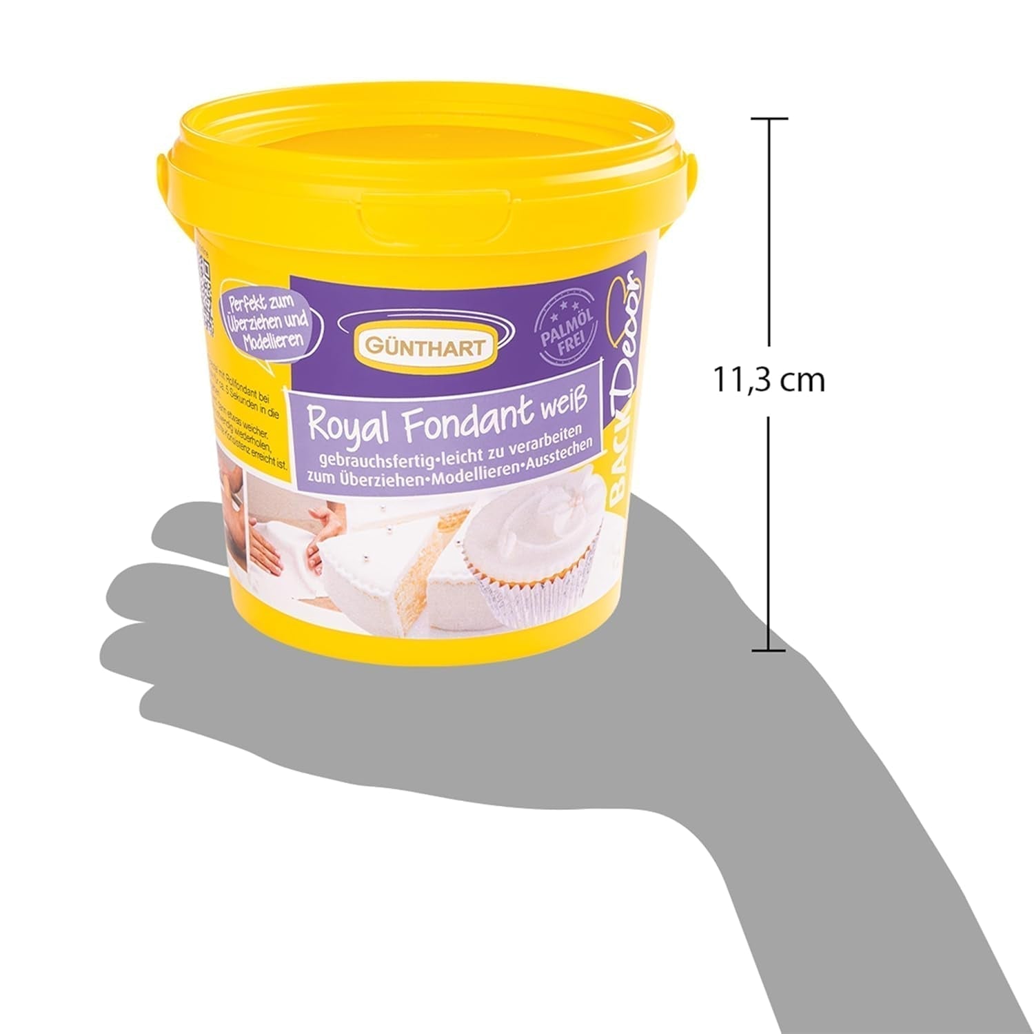 Günthart BackDecor 800 g de fondant blanc Table décorative blanche pour enduire, glacer des gâteaux ou modeler, sans huile de palme, prête à l'emploi et facile à travailler avec la pâte à sucre Naty Shop