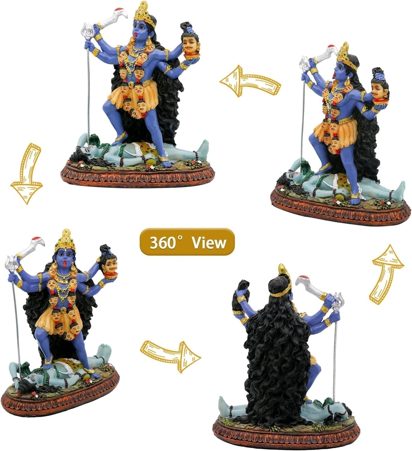 Statue du dieu hindou Kali Ma, déesse de l'Inde Kali Bhavatarini, statue destructrice, déesse hindoue décorative du temps et de la mort, figurine Murti Diwali Pooja, cadeaux pour la maison, le bureau, le temple Mandir, l'autel, articles Puja, statuettes et sculptures Naty Shop