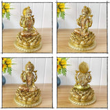 Sculpture de lotus de la déesse hindoue Laxmi – Statue du dieu indien Lakshmi Puja – Figurines d'idole Murti de l'Inde Pooja Article Cadeaux Diwali Statuettes et sculptures Naty Shop