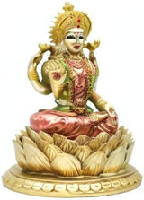 Sculpture de lotus de la déesse hindoue Laxmi – Statue du dieu indien Lakshmi Puja – Figurines d'idole Murti de l'Inde Pooja Article Cadeaux Diwali Statuettes et sculptures Naty Shop