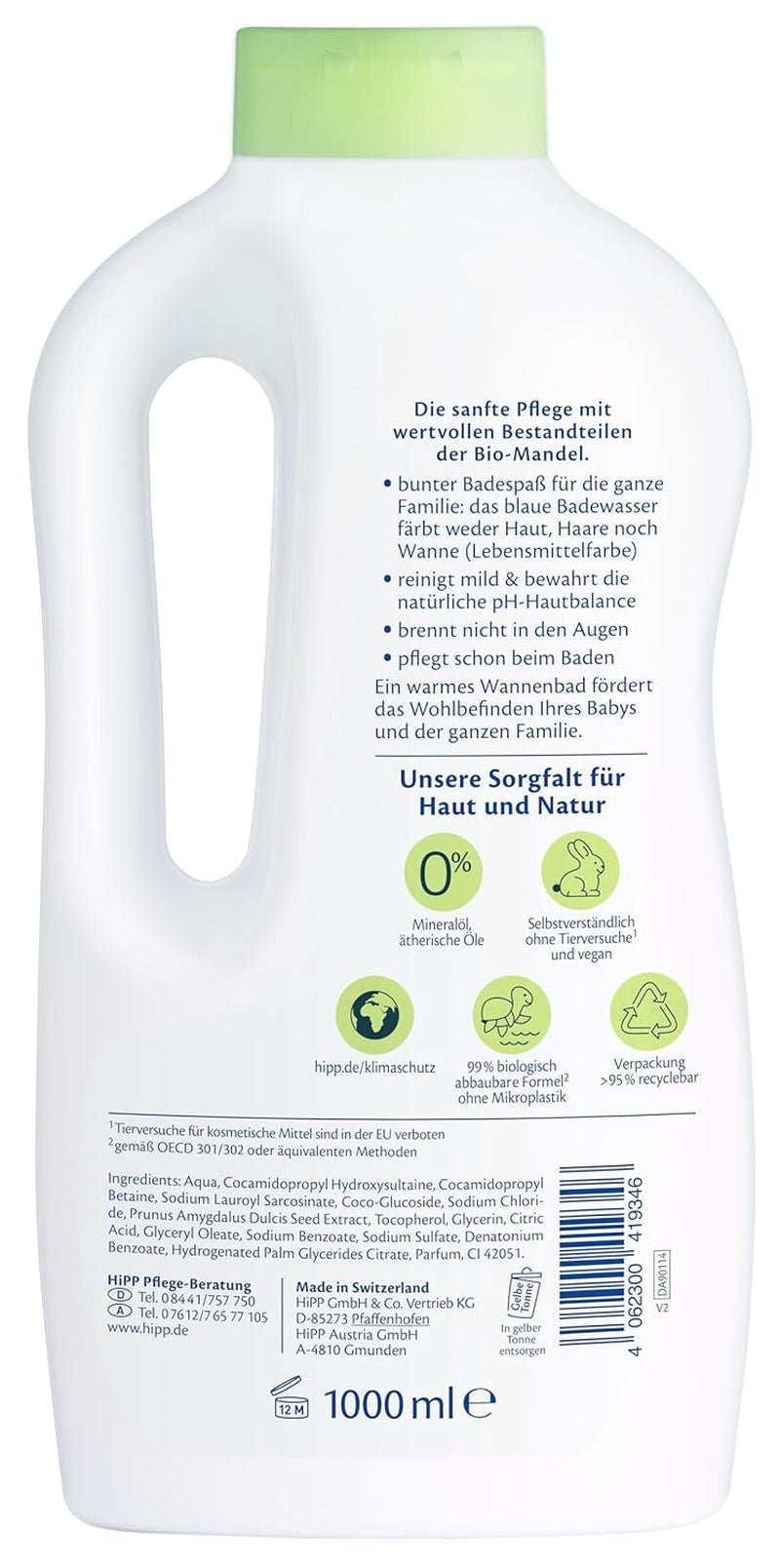 HiPP Baby Bain familial doux, 1000 ml Enfants - Bains et soins Naty Shop