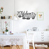 KHayRovies Décoration murale de cuisine en métal Cette cuisine est assaisonnée avec amour Plaque de nom de mot noir Lettres en fer rustiques Citations pour cuisine, ferme, salon Statues et sculptures Naty Shop