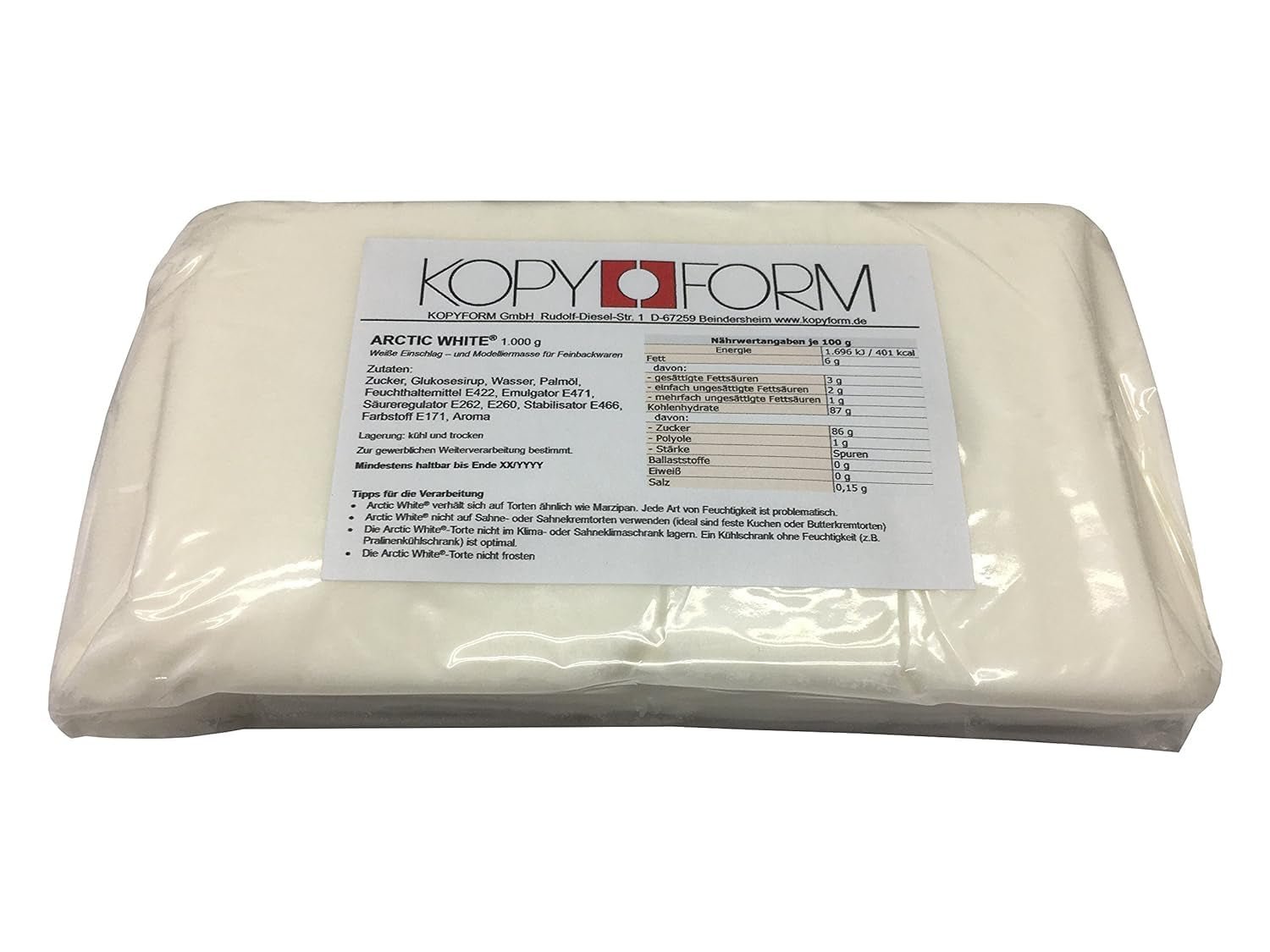 Rouleau fondant KOPYFORM Arctic White® 6 kg, blanc Pâte à sucre Naty Shop Default Title