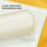 Massa Ticino Fondant Blanc 2x 1kg - Pâte à sucre premium pour gâteaux décoratifs, fondant roulé - parfait pour gâteaux, modelage et décorations - fondant blanc pour boulangers professionnels et amateurs Pâte à sucre Naty Shop