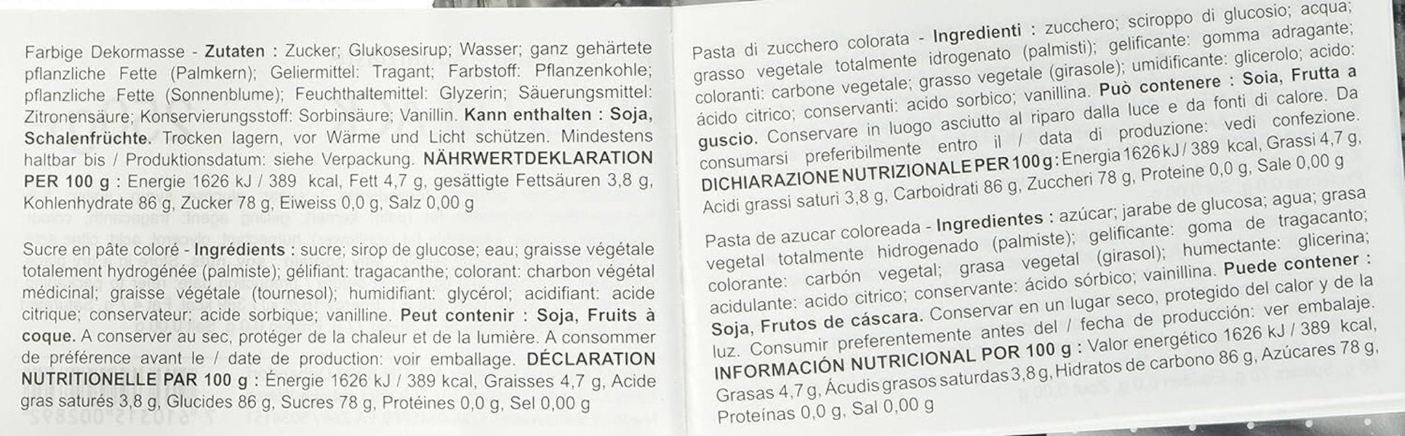 Rouleau Massa Ticino, pâte à sucre, noir 250 g Pâte à sucre Naty Shop