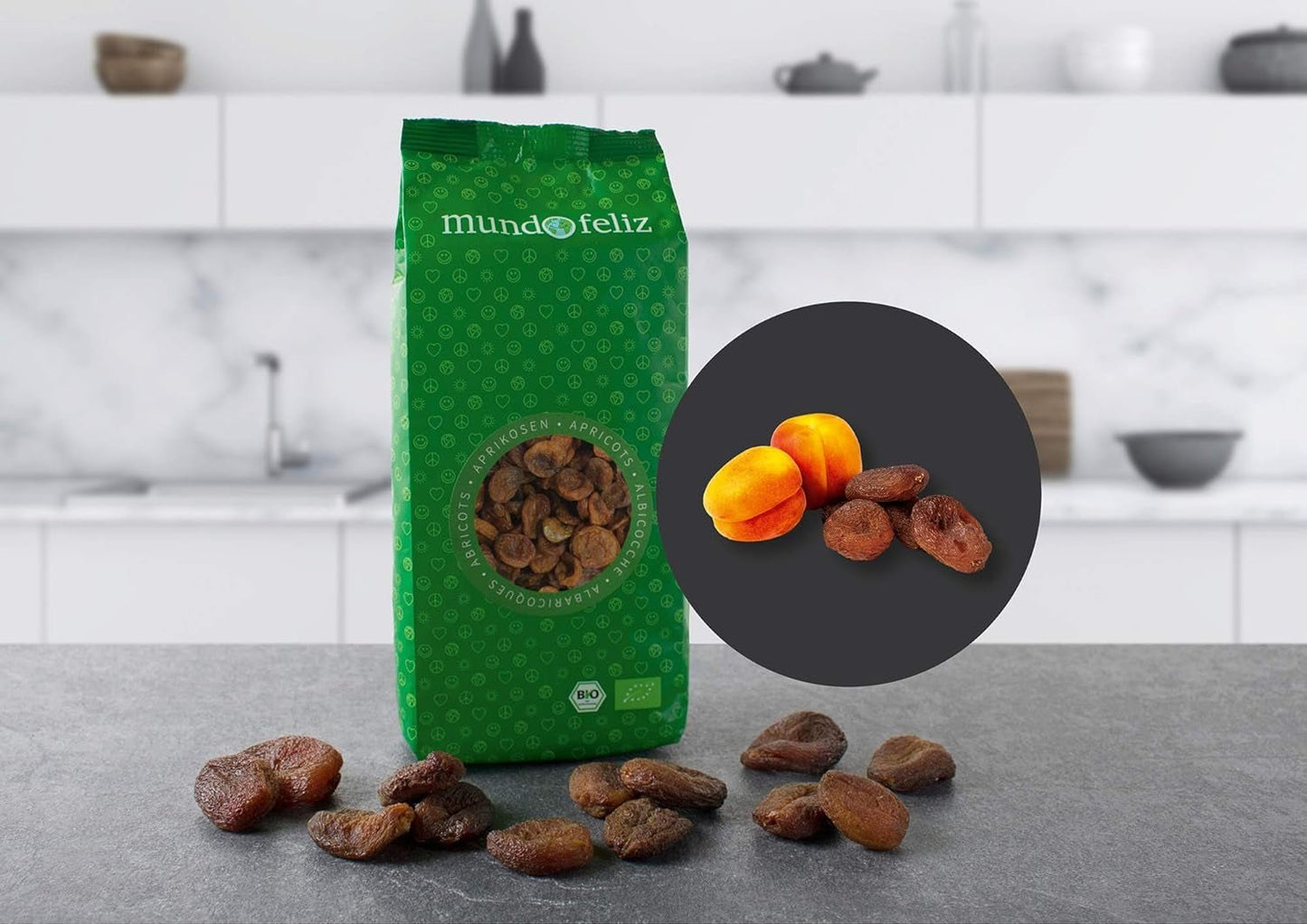 Mundo Feliz Abricots secs avec noyaux issus de l'agriculture biologique, 2 x 500 g Produits déshydratés Mon magasin