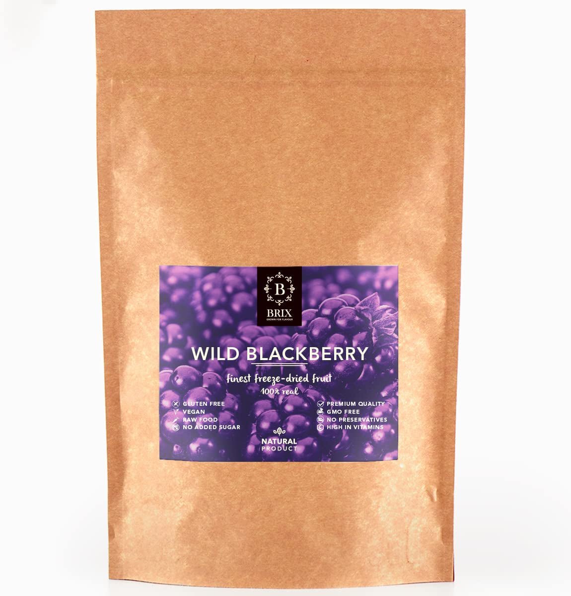 Mûres sauvages BRIX | Mûres sauvages naturelles, séchées 95 g | Prix ​​du Grand Goût pour les Baies Séchées | Sans OGM, sans gluten, végétalien, vitamines retenues Naty Shop Produits déshydratés Titre par défaut