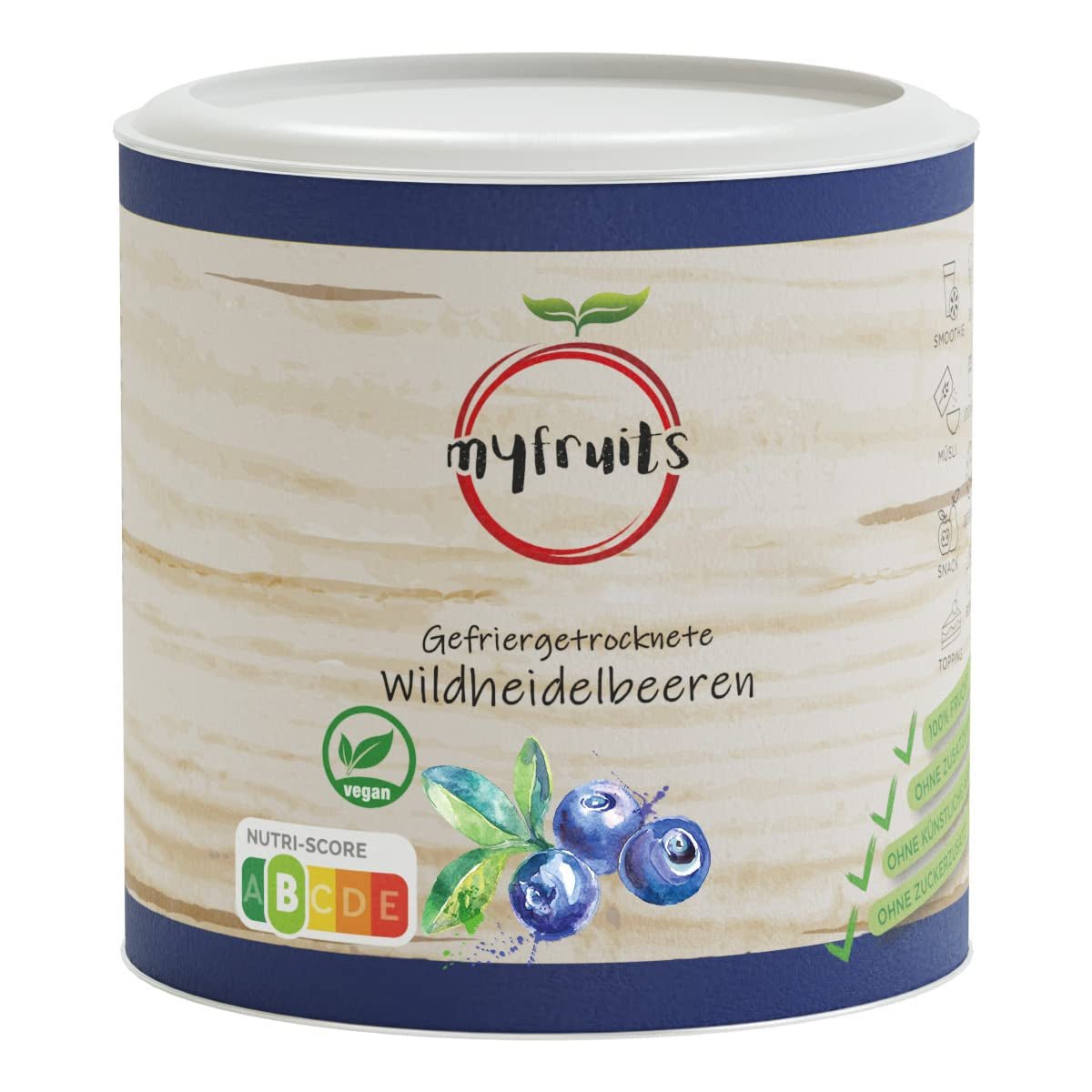 myfruits myrtilles sauvages, myrtilles lyophilisées, 70g, sans additifs, 100% myrtilles sauvages, fruits lyophilisés et fruits secs Produits déshydratés Naty Shop Titre par défaut