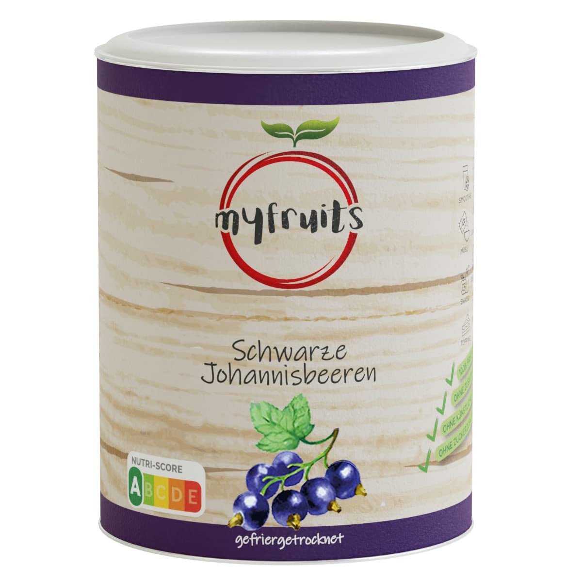 myfruits cassis, fruits lyophilisés, 100g, sans additifs, 100% cassis, fruits lyophilisés et secs pour muesli ou porridge... Produits déshydratés Naty Shop Titre par défaut