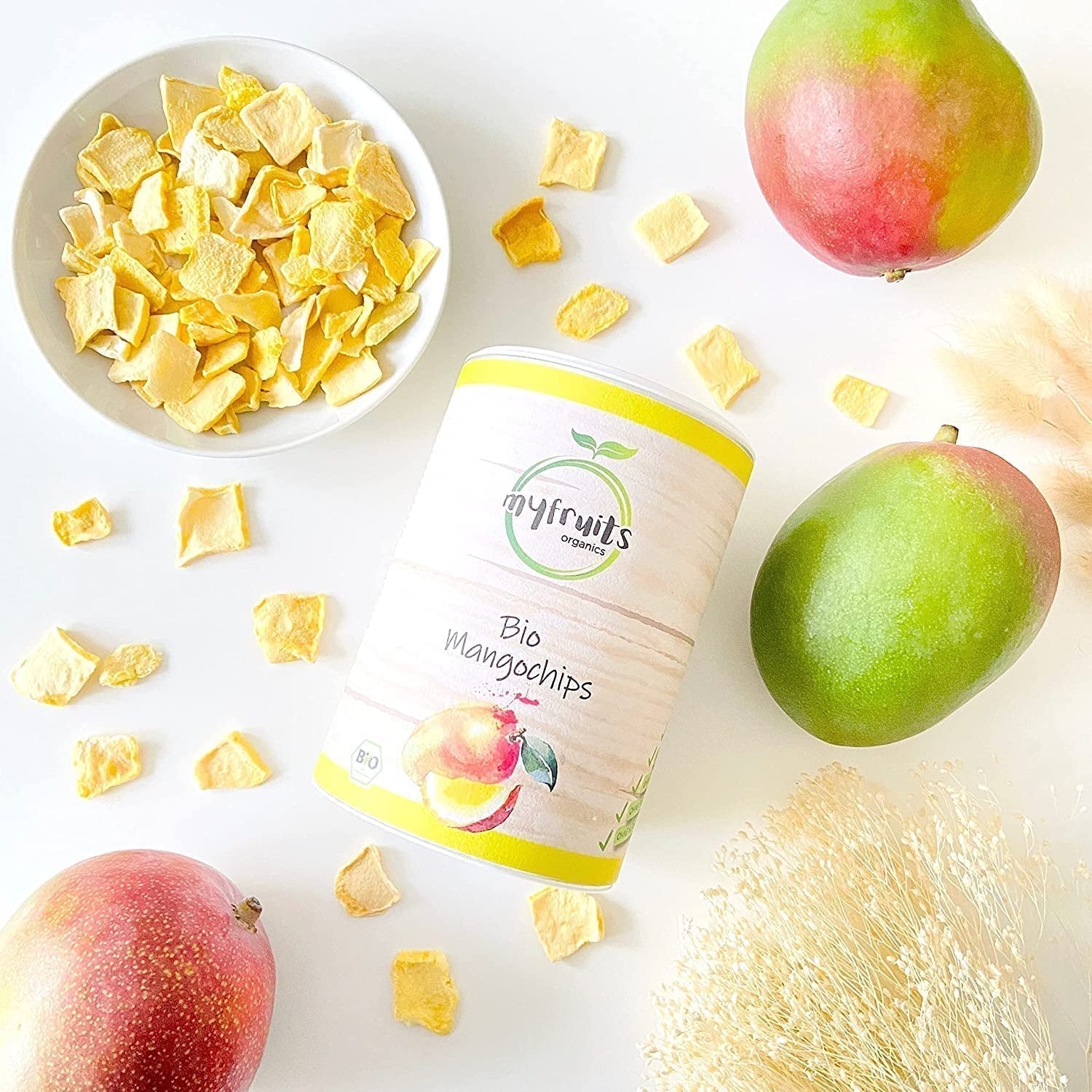 myfruits mangue bio, fruits lyophilisés, 300g, chips de fruits, sans additifs, 100% mangue, fruits lyophilisés et séchés pour muesli ou snacks... Produits déshydratés Naty Shop