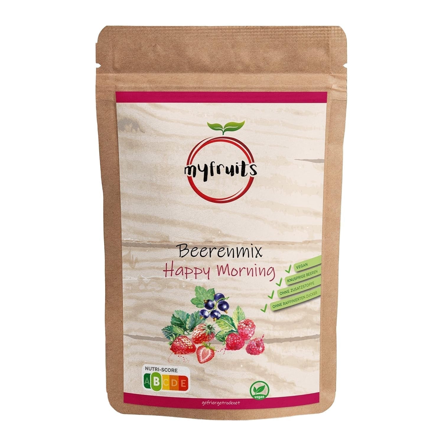 myfruits berry mix, 300g, mélange de fruits et baies lyophilisés, sans sucre ajouté, fraises, framboises, groseilles, mélange de fruits secs Produits déshydratés Naty Shop 300 G (1 paquet)