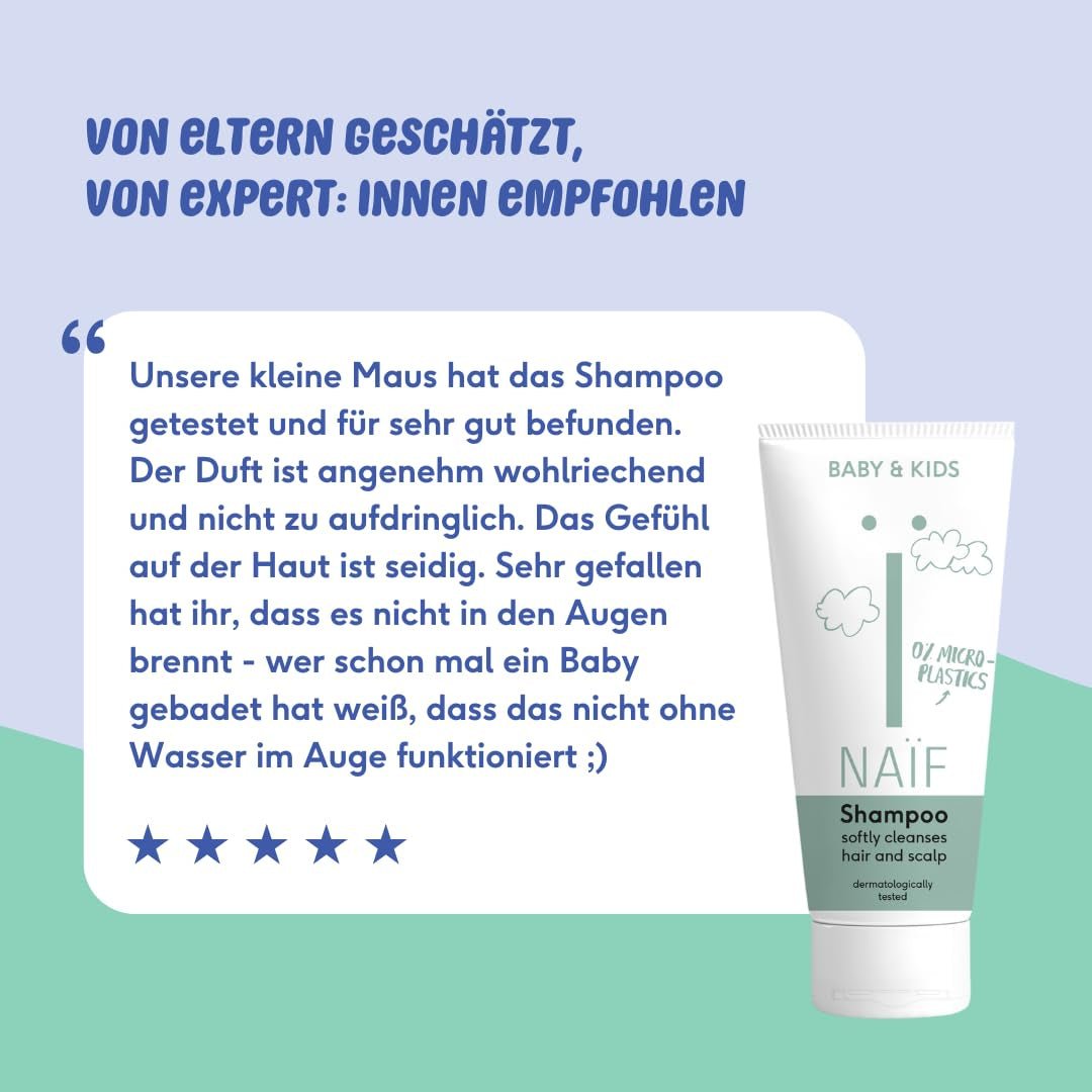 Naïf - Shampoing soin - pour bébés et enfants - Shampoing bébé aux ingrédients naturels - 100% vegan - 0% SLES - Sans microplastiques, silicones et parabens - 200 ml Enfants - Bain et Soin Naty Shop