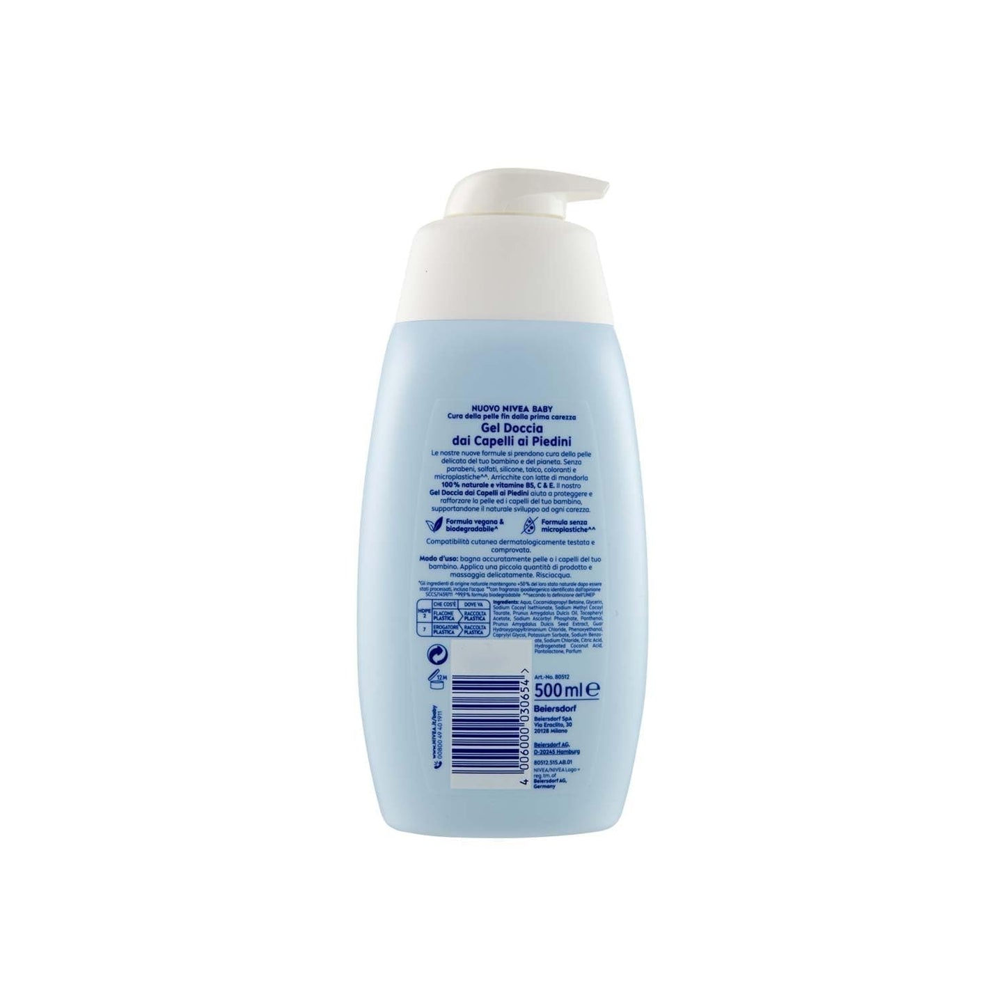 NIVEA BABY Gel douche pour poils des jambes 500 ml, bain moussant pour enfants pour une peau et des cheveux doux et propres, bain pour enfants avec protection contre les déchirures, shampoing hydratant et doux pour enfants Enfants - Bain et Soin Naty Shop