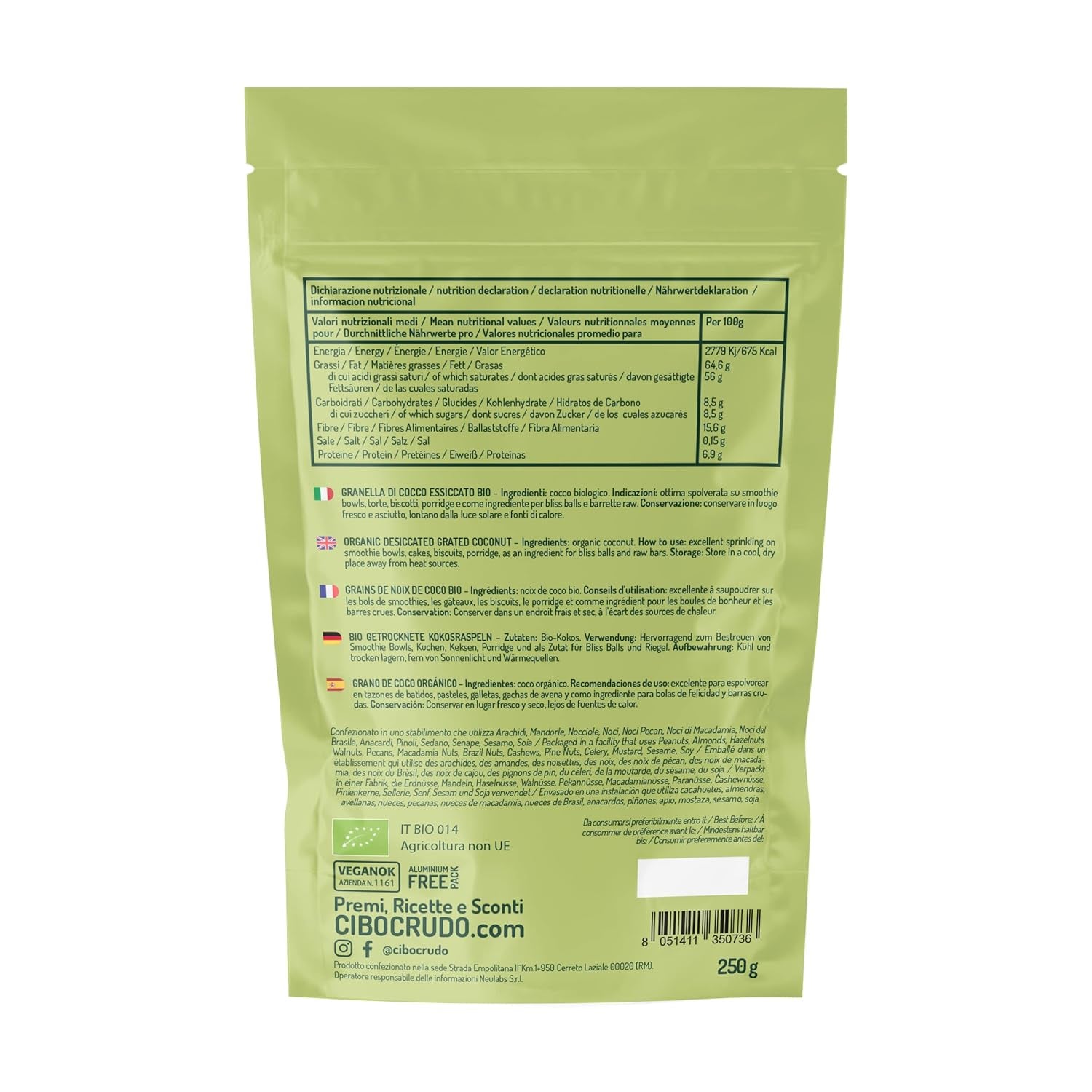 Noix de coco bio râpée - 200g. Chips de noix de coco desséchées, non sucrées et sèches. Flocons de noix de coco. Chips de noix de coco séchées au soleil. Excellent comme collation et pour des recettes sucrées Produits Déshydratés Naty Shop