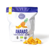 Morceaux d'ananas bio et équitable PAKKA 1kg, ananas séchés bio et équitable, non sucré, non sulfuré, produit et rempli directement par le producteur en Colombie, vegan 1000g Produits déshydratés Naty Shop Variante 2 : 1 kg (1 paquet)