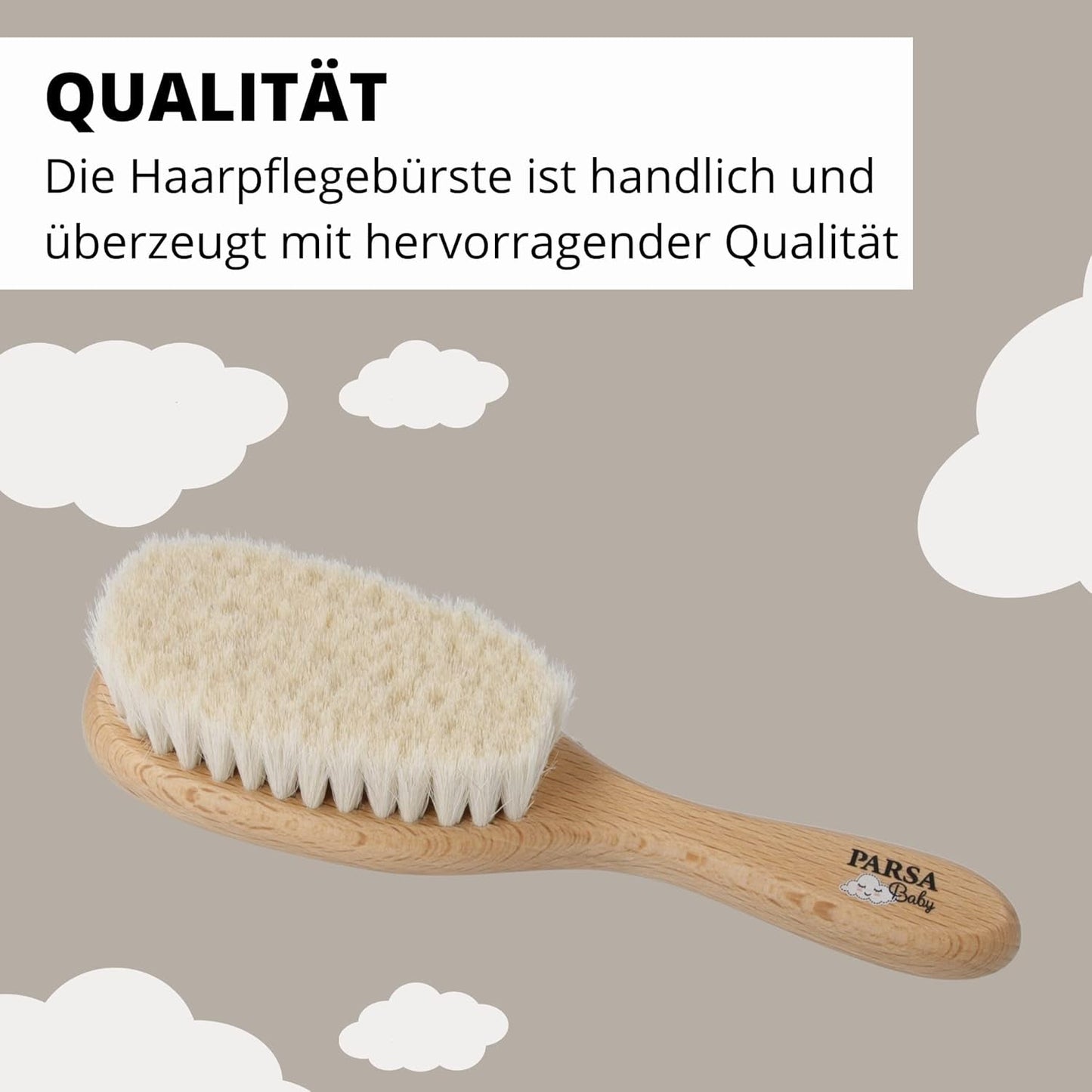 PARSA Beauty Brosse à cheveux pour bébé en poils de chèvre - Brosse à cheveux pour bébé en bois de hêtre certifié FSC® - Brosse pour le soin des cheveux fins de bébé - Brosse pour bébé Enfants - Bain et soin Naty Shop