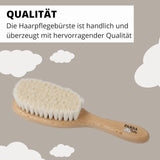 PARSA Beauty Brosse à cheveux pour bébé en poils de chèvre - Brosse à cheveux pour bébé en bois de hêtre certifié FSC® - Brosse pour le soin des cheveux fins de bébé - Brosse pour bébé Enfants - Bain et soin Naty Shop