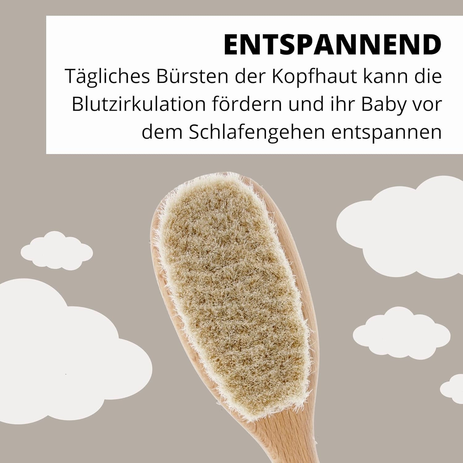 PARSA Beauty Brosse à cheveux pour bébé en poils de chèvre - Brosse à cheveux pour bébé en bois de hêtre certifié FSC® - Brosse pour le soin des cheveux fins de bébé - Brosse pour bébé Enfants - Bain et soin Naty Shop