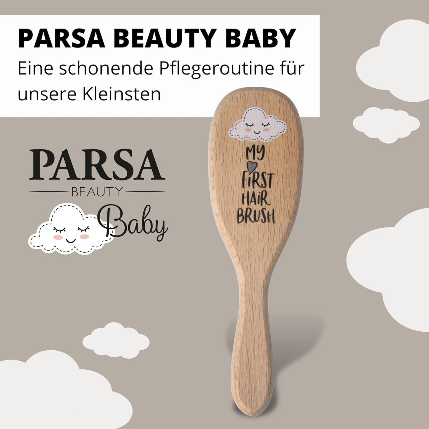 PARSA Beauty Brosse à cheveux pour bébé en poils de chèvre - Brosse à cheveux pour bébé en bois de hêtre certifié FSC® - Brosse pour le soin des cheveux fins de bébé - Brosse pour bébé Enfants - Bain et soin Naty Shop