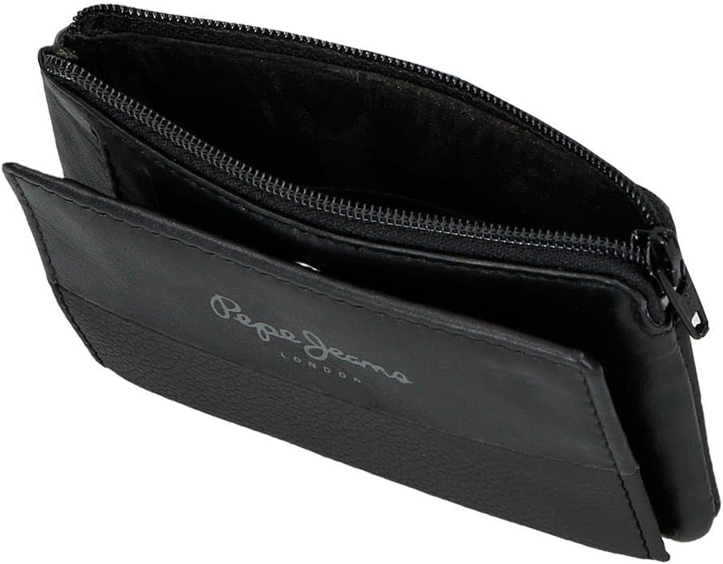 Pepe Jeans Joumma Bags Double Purse, Noir, 11 x 7 x 1,5 cm, Cuir, Noir, Taille unique, Portefeuille Portefeuille homme Naty Shop