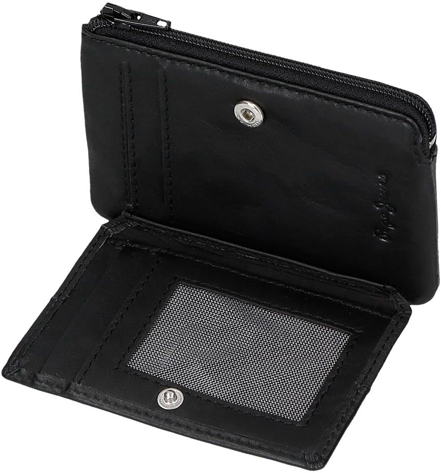 Pepe Jeans Joumma Bags Double Purse, Noir, 11 x 7 x 1,5 cm, Cuir, Noir, Taille unique, Portefeuille Portefeuille homme Naty Shop