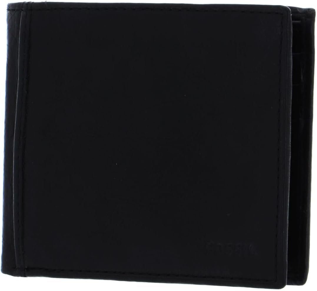 Portefeuille à deux volets en cuir Ingram pour hommes Fossil 11,43 cm L x 1,905 cm l x 8,89 cm H Portefeuille pour hommes Naty Shop noir
