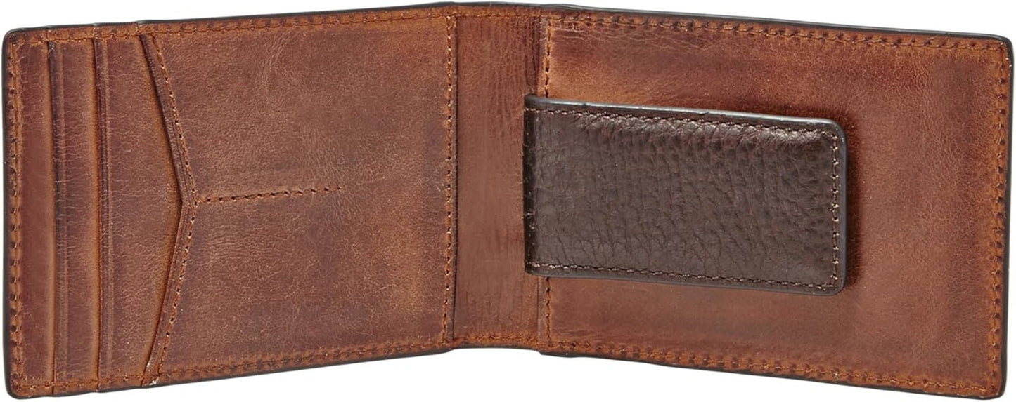 Portefeuille à deux volets en cuir Quinn pour hommes Fossil 10 cm L x 1,5 cm l x 7 cm H Portefeuille pour hommes Naty Shop