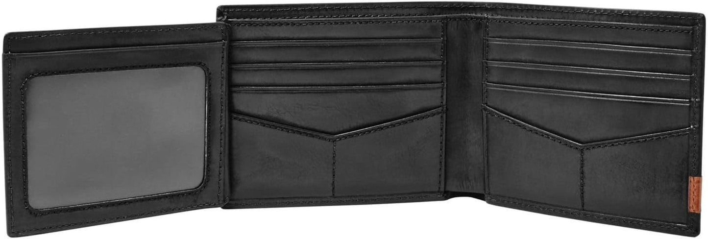 Portefeuille à deux volets en cuir Fossil Quinn pour hommes 11,5 cm L x 2 cm l x 9 cm H Portefeuille pour hommes Naty Shop