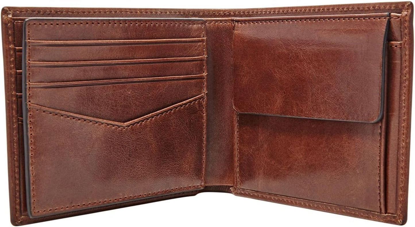 Portefeuille à deux volets en cuir Fossil Ryan pour hommes 11,43 cm L x 2,54 cm l x 9,525 cm H Portefeuille pour hommes Naty Shop