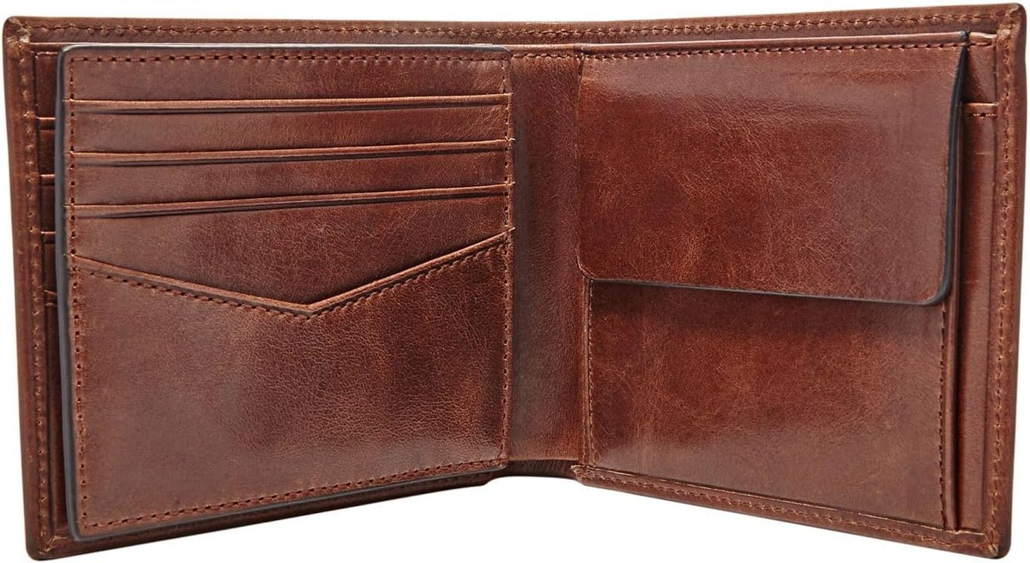 Portefeuille à deux volets en cuir Fossil Ryan pour hommes 11,43 cm L x 2,54 cm l x 9,525 cm H Portefeuille pour hommes Naty Shop