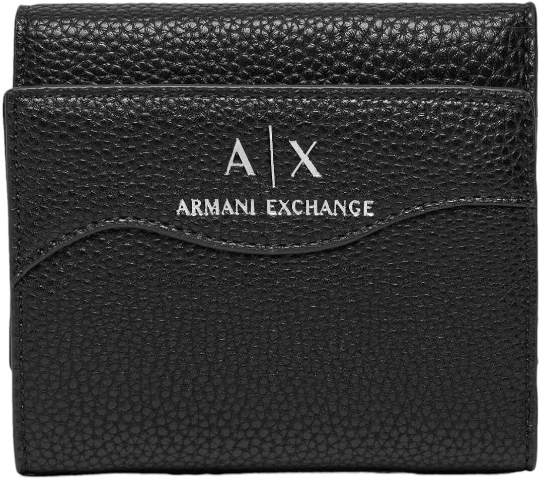 Portefeuille à deux volets Wave pour femme Armani Exchange, noir Naty Shop Portefeuille pour femme Titre par défaut
