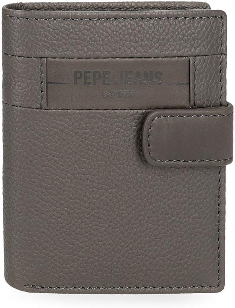Pepe Jeans Checkbox Noir Marron Bleu Gris Portefeuilles et porte-monnaie en cuir de vache Portefeuille pour hommes Naty Shop Gris Click Wallet