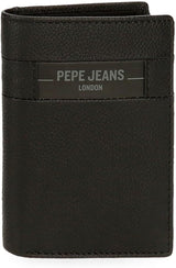 Pepe Jeans Checkbox Noir Marron Bleu Gris Portefeuilles et porte-monnaie en cuir de vache Portefeuille pour hommes Naty Shop Portefeuille vertical noir