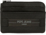 Portefeuilles et porte-monnaie en cuir de vache Pepe Jeans Checkbox, noir, marron, bleu et gris - Naty Shop