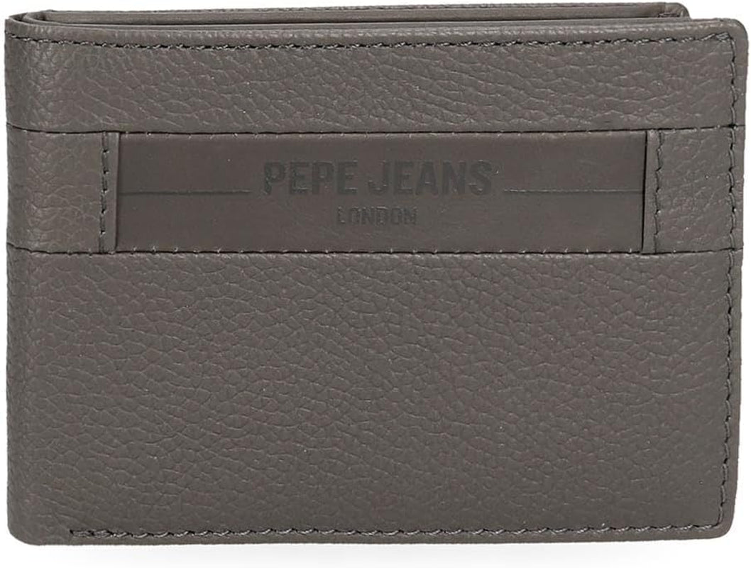 Portefeuilles et porte-monnaie en cuir de vache Pepe Jeans Checkbox, noir, marron, bleu et gris - Naty Shop