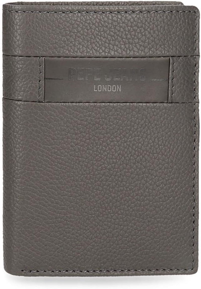 Pepe Jeans Checkbox Noir Marron Bleu Gris Portefeuilles et porte-monnaie en cuir de vache Portefeuille pour hommes Naty Shop Portefeuille vertical gris