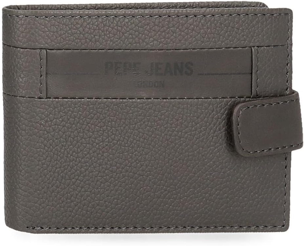Pepe Jeans Checkbox Noir Marron Bleu Gris Portefeuilles et porte-monnaie en cuir de vache Portefeuille pour hommes Naty Shop Portefeuille horizontal gris