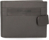 Pepe Jeans Checkbox Noir Marron Bleu Gris Portefeuilles et porte-monnaie en cuir de vache Portefeuille pour hommes Naty Shop Portefeuille horizontal gris