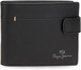 Portefeuilles et porte-monnaie en cuir de vache Pepe Jeans Staple, noir, marron, bleu marine, différentes tailles Naty Shop Portefeuille pour hommes Portefeuille vertical noir