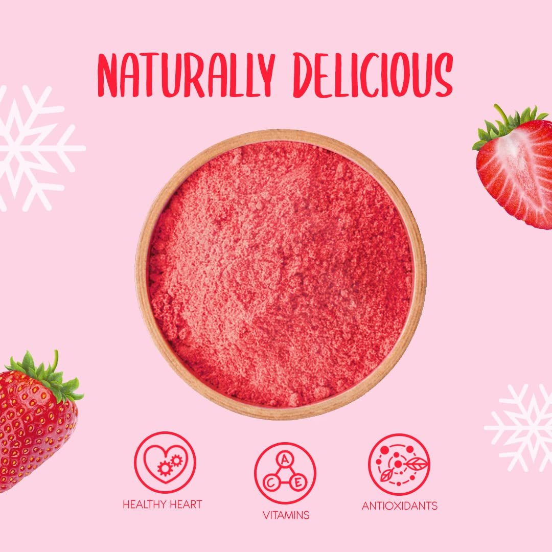 Poudre de fraise lyophilisée 250g - Poudre de fruits lyophilisés - Poudre de fraise lyophilisée pour pâtisserie, smoothie et muesli - Poudre de fraise 100% naturelle sans additifs Produits déshydratés Naty Shop